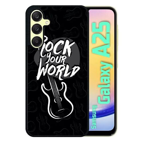 Coque Pour Galaxy A25 - Rock Your World Fond Noir - Silicone - Noir