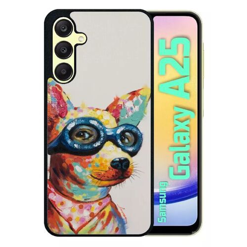 Coque Pour Galaxy A25 - Peinture Chihuahua À Lunette - Silicone - Noir