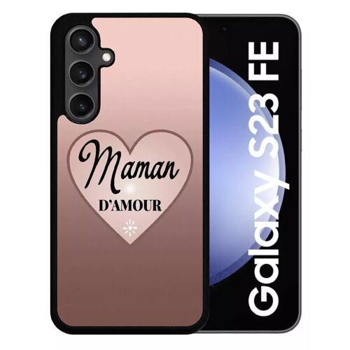 Coque Pour Galaxy S23 Fe - Maman D Amour Dgrad De Rose - Silicone - Noir