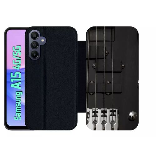 Etui À Rabat Pour Galaxy A15 4g/5g - Guitare 1 - Simili-Cuir - Noir