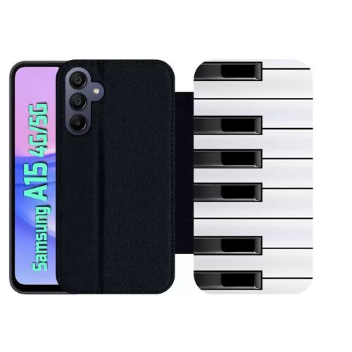 Etui À Rabat Pour Galaxy A15 4g/5g - Touche De Piano Noir Et Blanc - Simili-Cuir - Noir