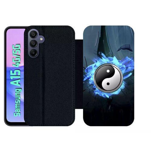 Etui À Rabat Pour Galaxy A15 4g/5g - Ying Yang Mer - Simili-Cuir - Noir