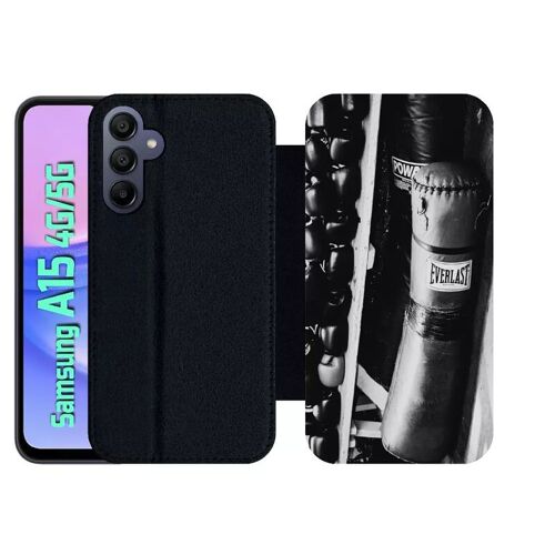 Etui À Rabat Pour Galaxy A15 4g/5g - Sac De Boxe Black And White - Simili-Cuir - Noir