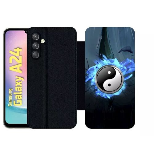 Etui À Rabat Pour Galaxy A24 - Ying Yang Mer - Simili-Cuir - Noir