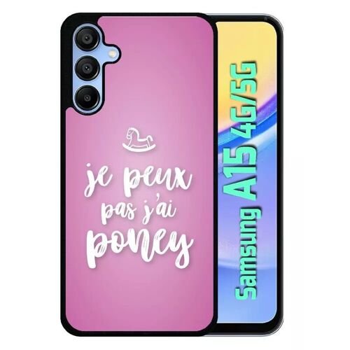 Coque Pour Galaxy A15 4g/5g - Je Peux Pas Jai Poney Fond Rose Pale - Silicone - Noir