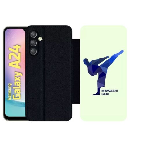Etui À Rabat Pour Galaxy A24 - Karate Coup De Pied Mawashi Geri - Simili-Cuir - Noir
