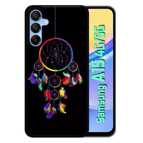 Coque Pour Galaxy A15 4g/5g - Attrape Rve Arc En Ciel Fond Noir - Silicone - Noir