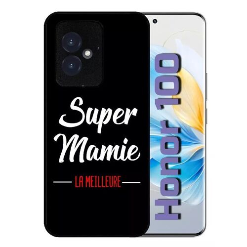 Coque Pour Honor 100 - Super Mamie La Meilleure Fond Noir - Silicone - Noir