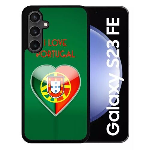 Coque Pour Galaxy S23 Fe - Coeur Love Portugal - Silicone - Noir