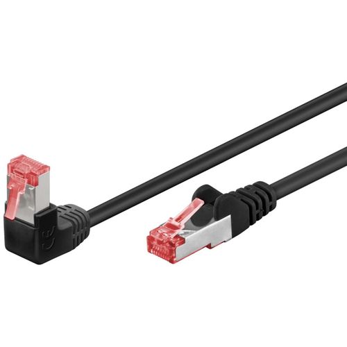 Goobay CAT 6 Câble Patch 1x 90° Coudé, S/FTP (PiMF), noir, 1 m CU LSZH