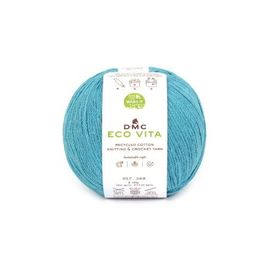 Fil De Coton Recyclé Eco Vita Pour Tricot Et Crochet - 100gr - Dmc 187 Bleu Turquoise