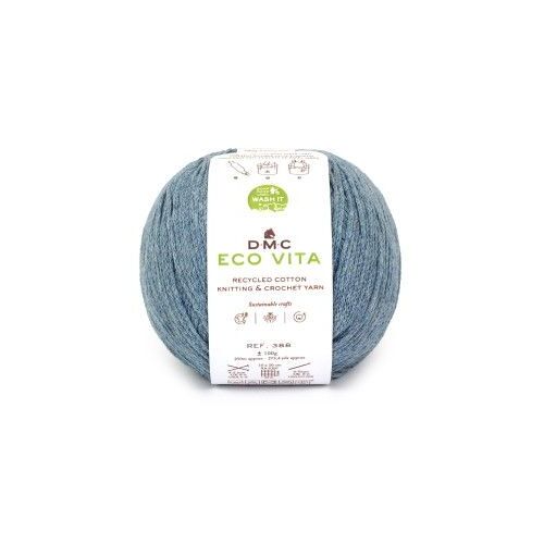 Fil De Coton Recyclé Eco Vita Pour Tricot Et Crochet - 100gr - Dmc 117 Bleu Gris