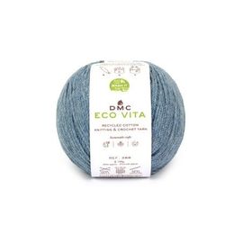 Fil De Coton Recyclé Eco Vita Pour Tricot Et Crochet - 100gr - Dmc 117 Bleu Gris