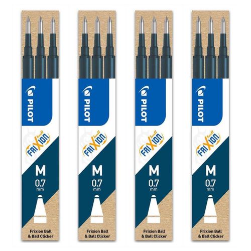 Pilot Lot De 4 Sets De 3 Recharges Pour Roller Frixion Ball Bls-Fr7 Bleu Noir