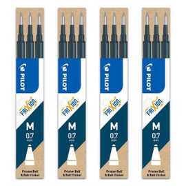 Pilot Lot De 4 Sets De 3 Recharges Pour Roller Frixion Ball Bls-Fr7 Bleu Noir