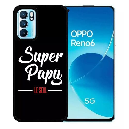 Coque Pour Oppo Reno6 5g - Super Papy Le Seul Fond Noir - Silicone - Noir