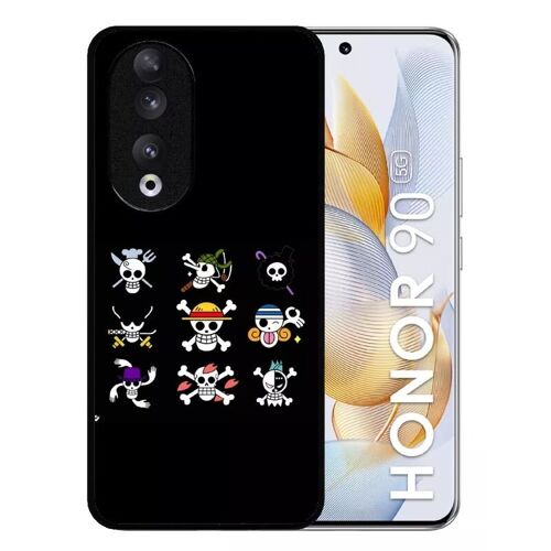 Coque Pour Honor 90 - One Piece Logo Fond Noir - Silicone - Noir