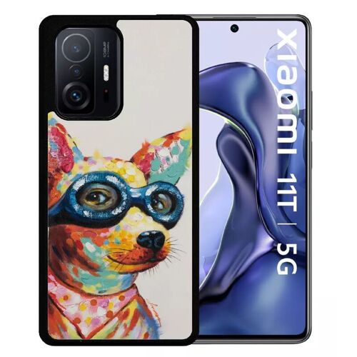 Coque Pour Xiaomi 11t 5g - Peinture Chihuahua À Lunette - Silicone - Noir