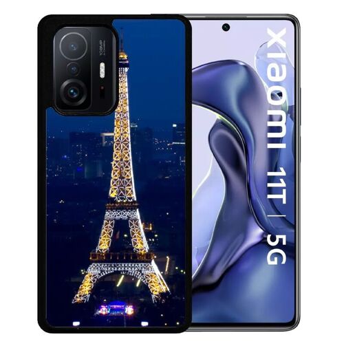 Coque Pour Xiaomi 11t 5g - Tour Eiffel Paris Night - Silicone - Noir