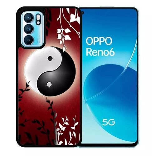 Coque Pour Oppo Reno6 5g - Ying Yang Rouge - Silicone - Noir