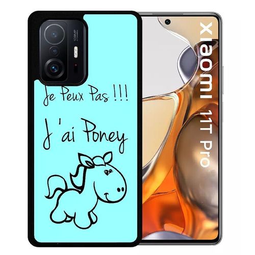 Coque Pour Xiaomi 11t Pro - Citation Poney Turquoise - Silicone - Noir