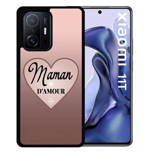 Coque Pour Xiaomi 11t - Maman D Amour Dgrad De Rose - Silicone - Noir