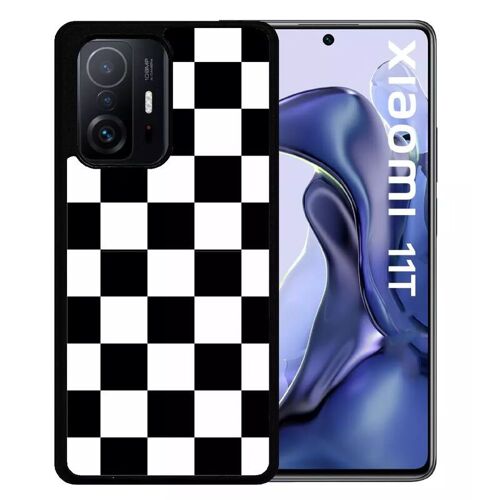 Coque Pour Xiaomi 11t - Carr Noir Et Blanc Damier - Silicone - Noir