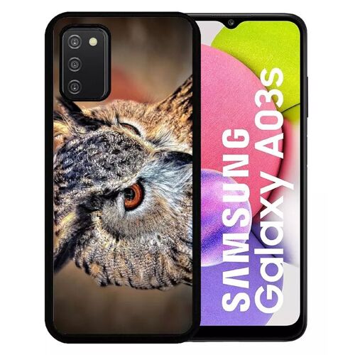 Coque Pour Galaxy A03s - Chouette Hiboux - Silicone - Noir