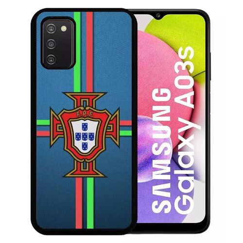 Coque Pour Galaxy A03s - Blason Portugal Bleu - Silicone - Noir