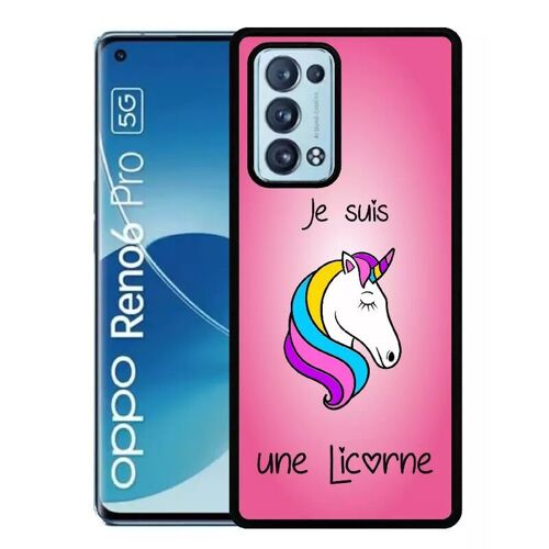 Coque Pour Oppo Reno6 Pro 5g - Je Suis Une Licorne Fond Rose - Silicone - Noir
