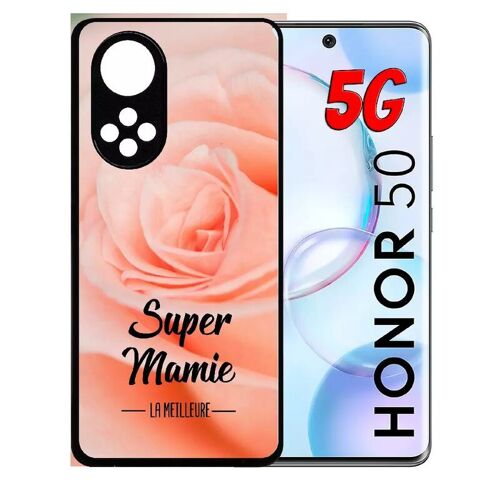 Coque Pour Honor 50 5g - Super Mamie La Meilleure Fond De Roses - Silicone - Noir