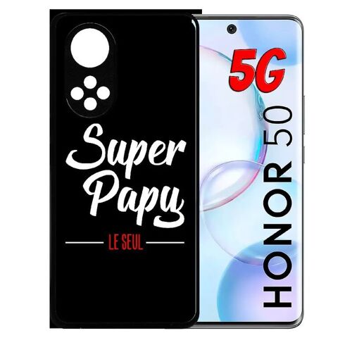 Coque Pour Honor 50 5g - Super Papy Le Seul Fond Noir - Silicone - Noir