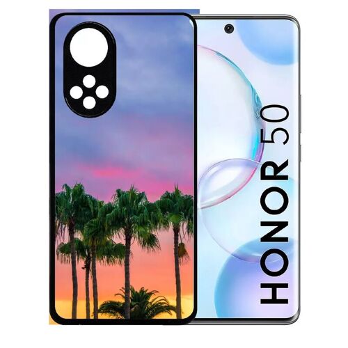 Coque Pour Honor 50 - Palmiers Los Angeles - Silicone - Noir