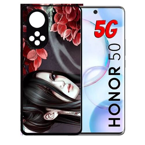 Coque Pour Honor 50 5g - Manga Geisha Gothique - Silicone - Noir