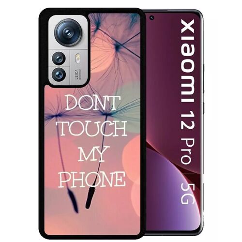 Coque Pour Xiaomi 12 Pro - Dont Touch My Phone Fond Rose Poudree - Silicone - Noir