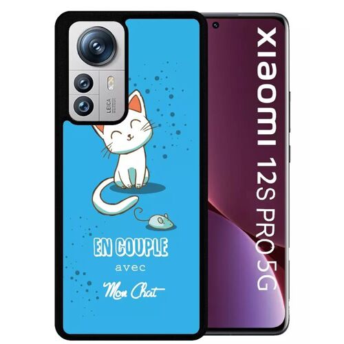 Coque Pour Xiaomi 12s Pro - En Couple Avec Mon Chat Fond Bleu - Silicone - Noir