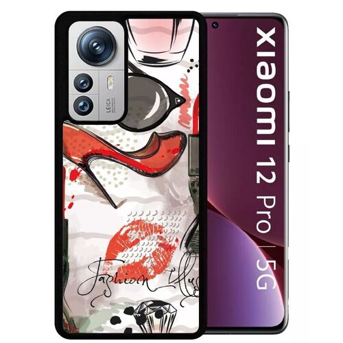 Coque Pour Xiaomi 12 Pro - Motif Girly Fond Blanc - Silicone - Noir