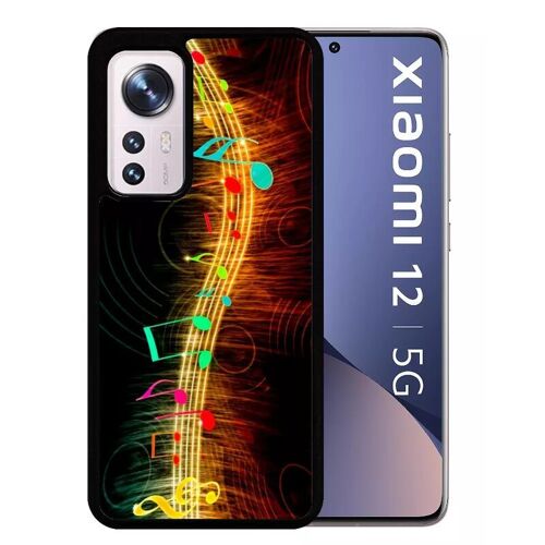 Coque Pour Xiaomi 12 5g - Musique Note Multicolor - Silicone - Noir