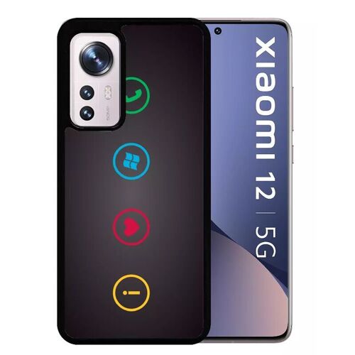 Coque Pour Xiaomi 12 5g - Rebus I Love Windows And Phone - Silicone - Noir