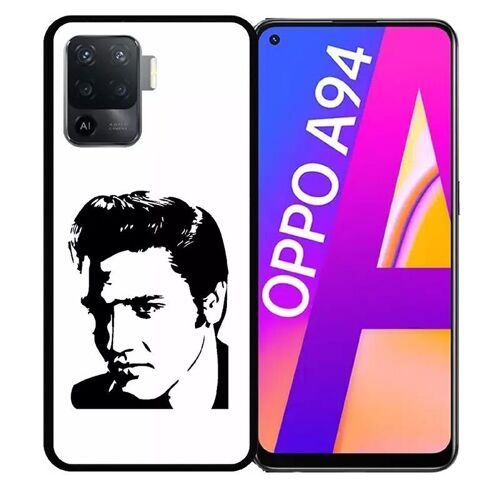 Coque Pour Oppo A94 - Portrait Elvis Presley - Silicone - Noir