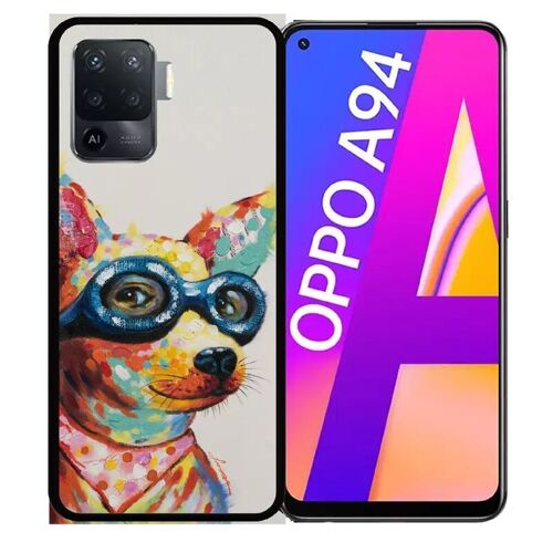 Coque Pour Oppo A94 - Peinture Chihuahua À Lunette - Silicone - Noir