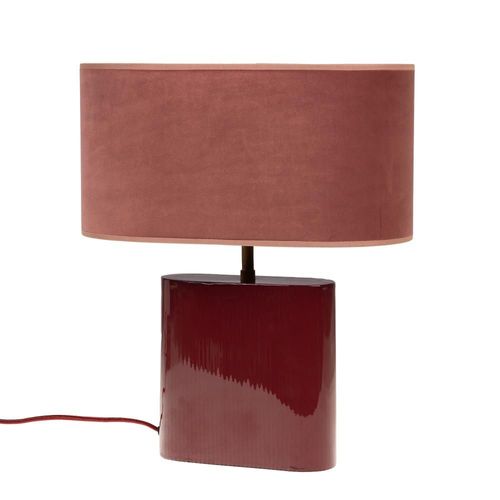 Lampe Paola Bordeaux Et Abat-Jour Rose