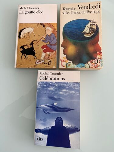 Lot De 3 Oeuvres De Michel Tournier : Célébrations, La Goutte D'or, Vendredi