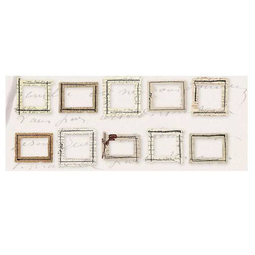 30pcs Vintage Paper Frame Stickers Décoratif Creux Cadre À Coudre Autocollants Scrapbooking Fournitures Pour Diy Planificateur Carnet Art Artisanat Manuscrit Lettre