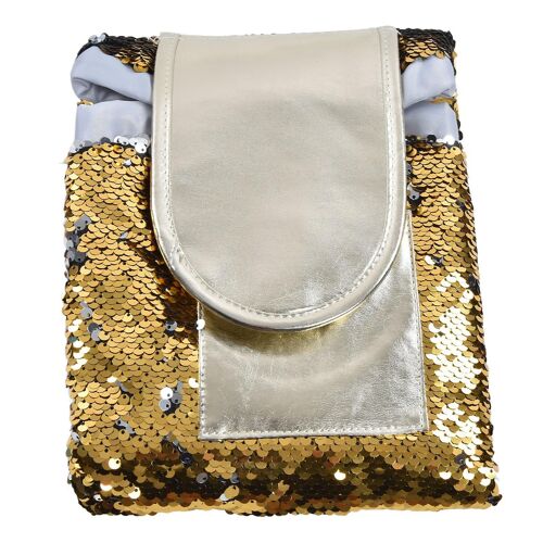 Sac de rangement de maquillage de grande capacité Sac à cosmétiques à cordon de sertissage à paillettes Sac de toilette de voyage étanche portable Or