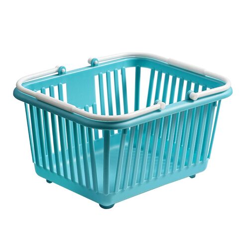 Mini panier de rangement Panier organisateur en plastique compact multifonctionnel avec poignée pour bureau Lake Blue