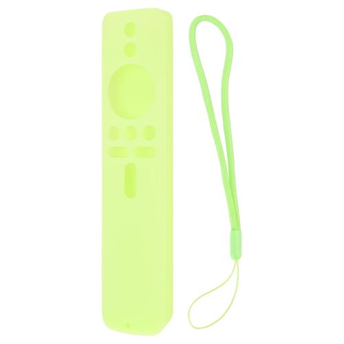 Housse de protection en silicone pour Xiaomi TV Stick 4K Étui de télécommande antidérapant avec lanière vert fluorescent
