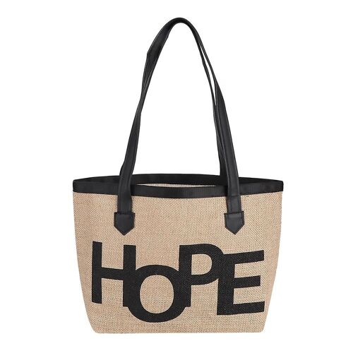 Sac de rangement en jute simple portable de grande capacité Sac à main durable pour les voyages de shopping (L)