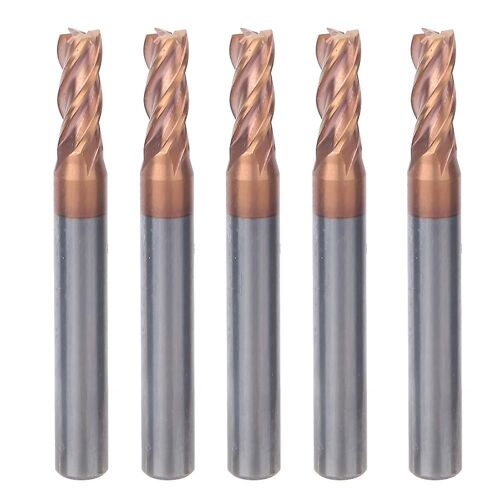 5mm 4 cannelures nano revêtement spirale fraise en bout d'acier au tungstène CNC fraise foret (5pcs)