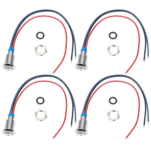 4 Jeux De Mini Led Bicolores Pré-Câblées De 10 Mm, Indicateurs Rouges/Bleus, Conception D¿Anode Commune